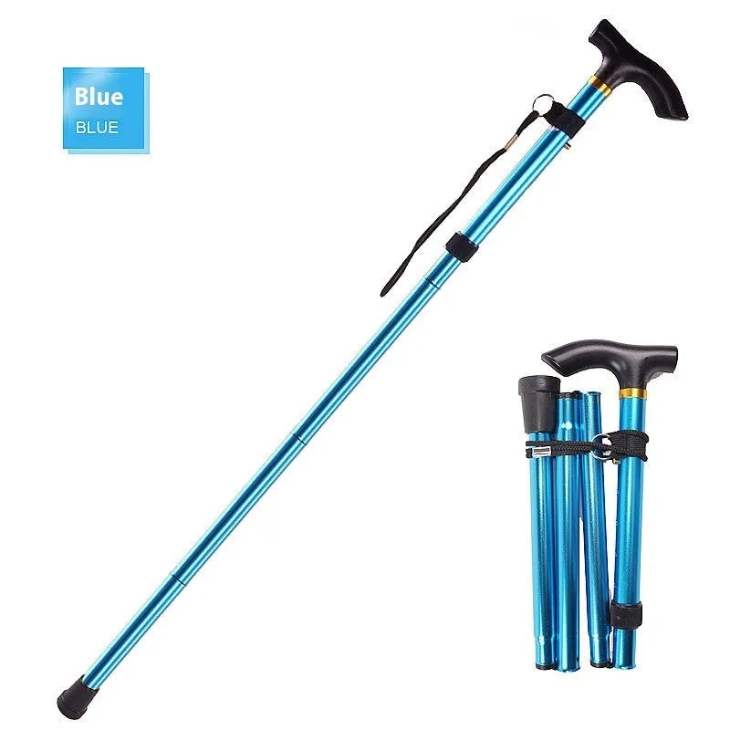 Aluminium folding cane walking stick with adjustable length and non-slip handle