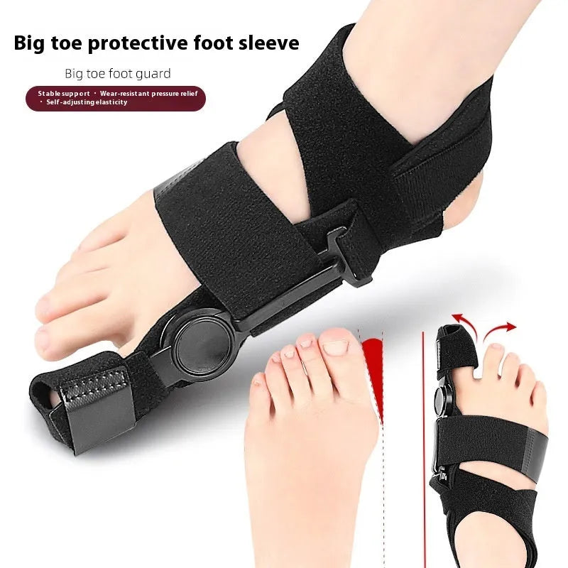 Black big toe orthopaedic belt with Velcro and ABS support for left or right foot, average size adult