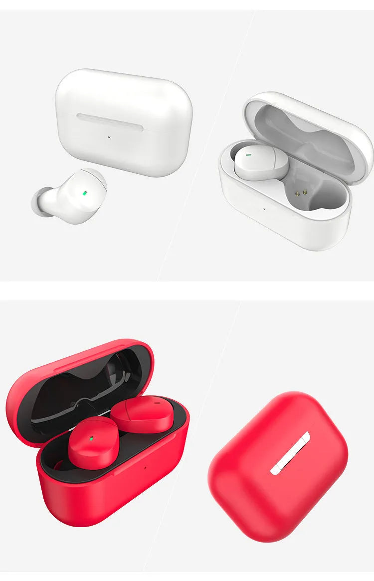 Flame red Qualcomm Bluetooth wireless headset with charging cable