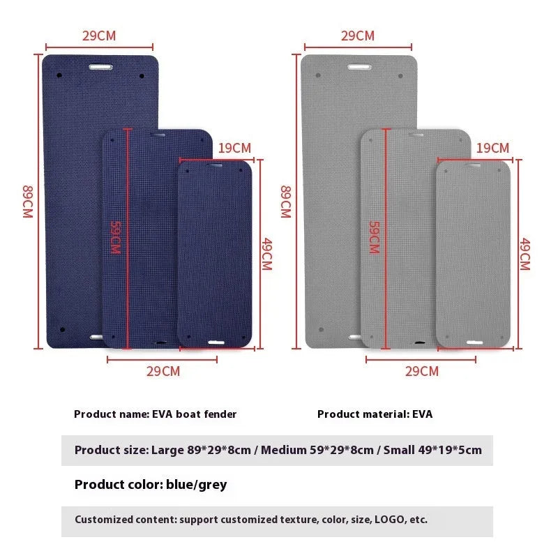 Blue and grey EVA marine bumper fenders for boat collision protection