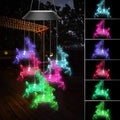 Solar powered wind chime garden lamp with LED lights in hummingbird butterfly designs for outdoor decoration