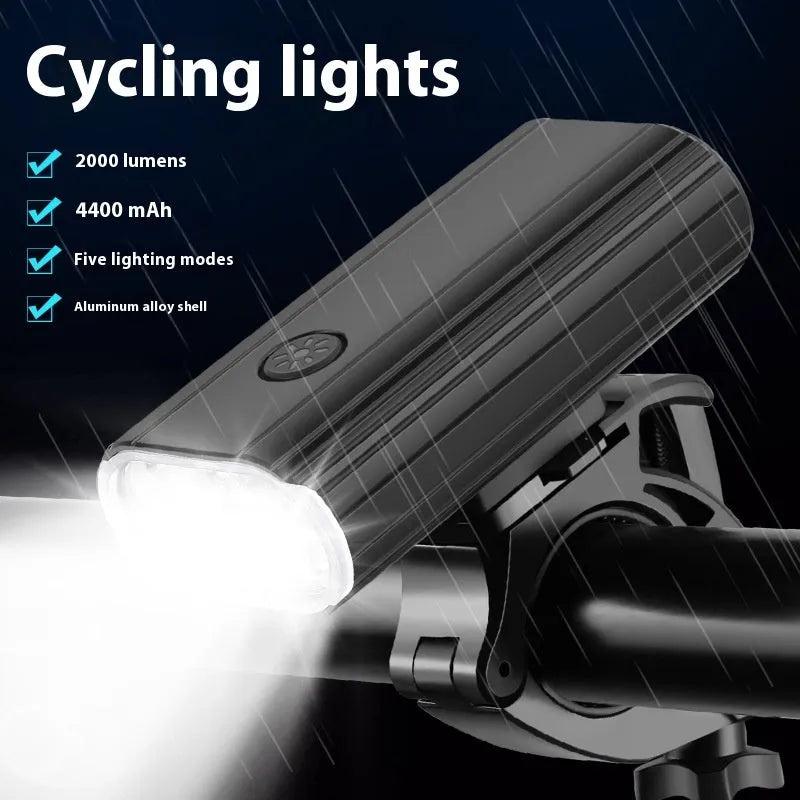 Aluminium alloy bicycle headlight with USB Type-C charging port and quick-release mount