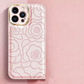 Camellia leather pattern drop-resistant phone case for iPhone with soft edge hard back design in Antique White