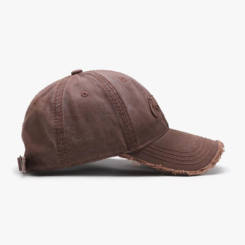 Men's cotton baseball cap with letter embroidery, dome crown, adjustable size, in navy blue, pink, black, wine red, brown, or khaki