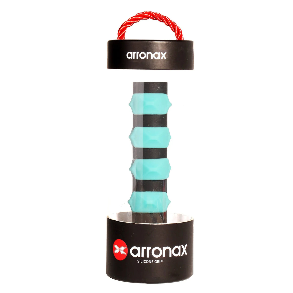 Silicone racket hand rubber buckle in seven colours showing 17.6cm by 6.4cm dimensions