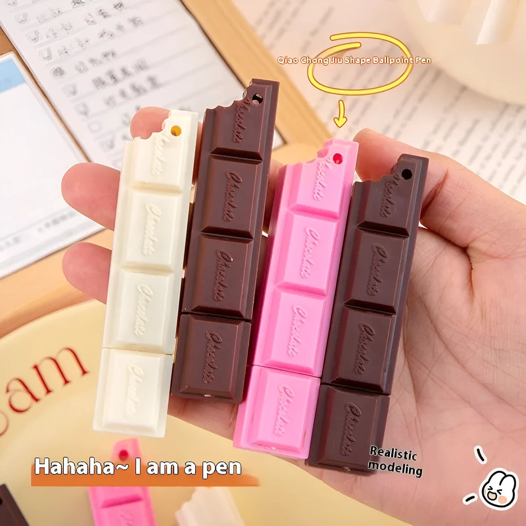 Chocolate-themed cartoon simulation ballpoint pen with 0.5mm bullet tip in plastic construction