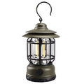 Portable camping head lamp lantern with magnetic base in black, red, or dark green showing 360° illumination