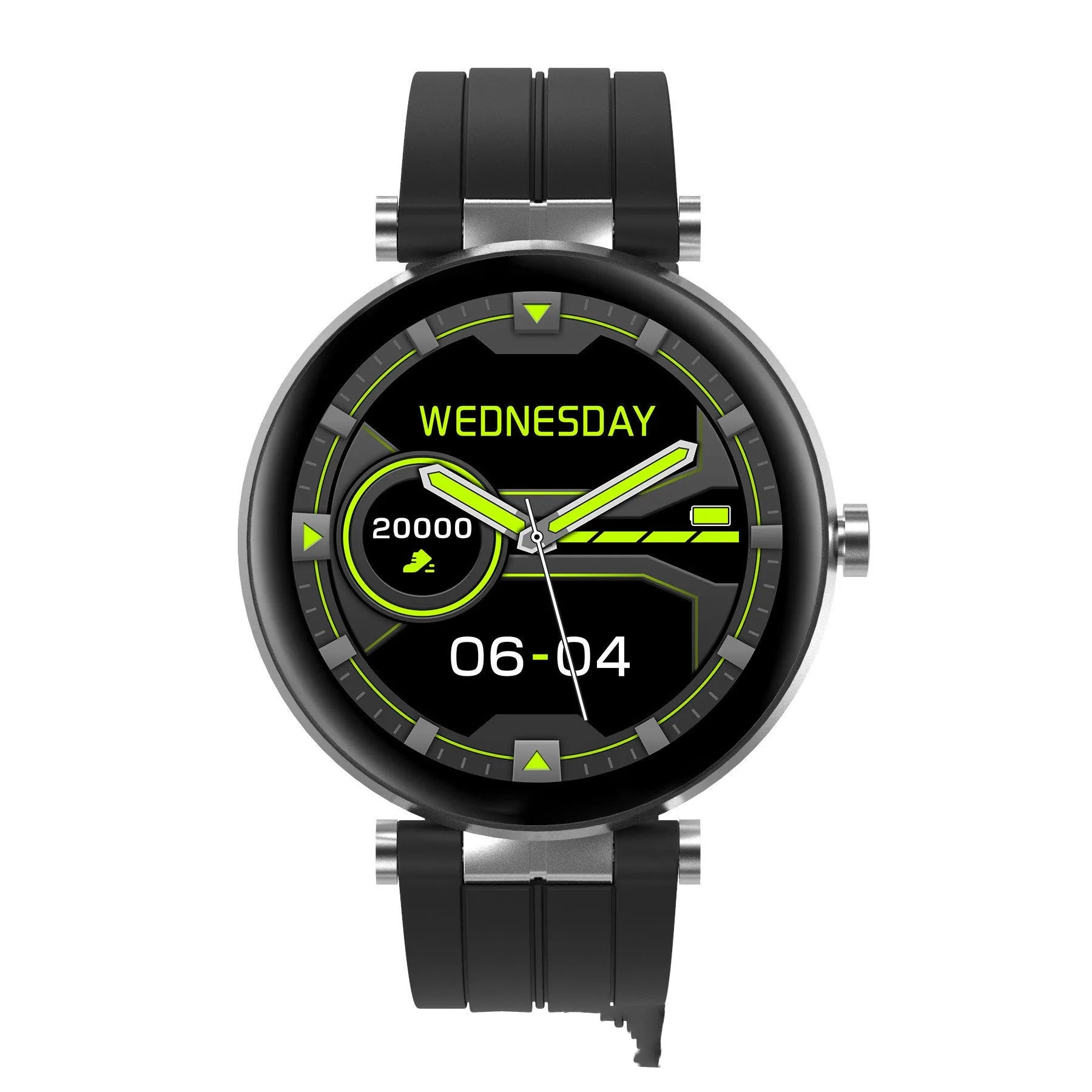 Smart watch with blood pressure and heart rate monitor on a silicone wrist strap, showing a 1.3-inch display.