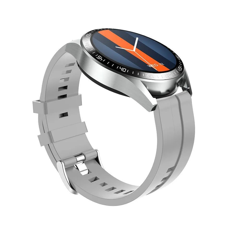 Black GS3 Max smartwatch with silicone strap showing colour screen displaying fitness data.