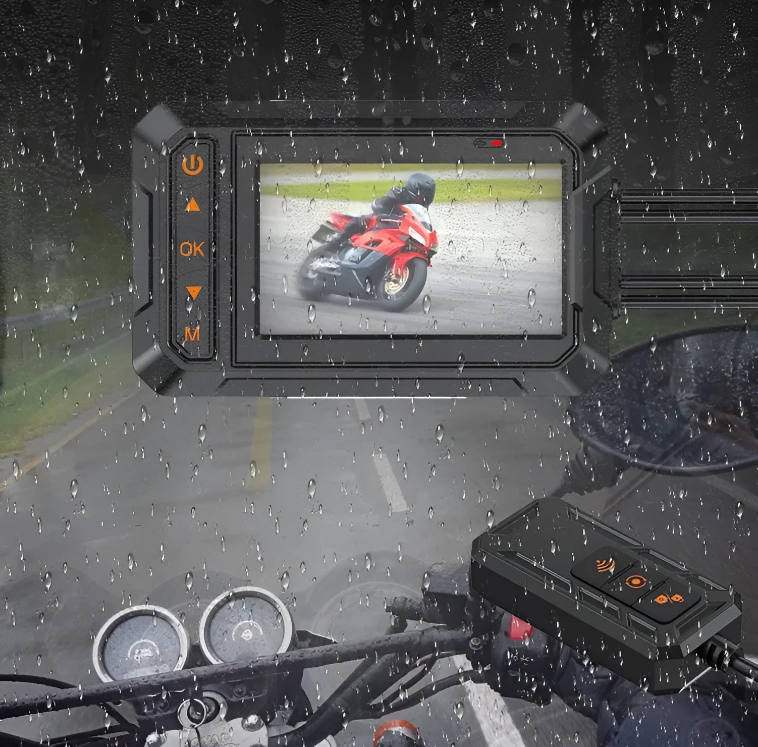 MT65 motorcycle driving recorder with 3-inch waterproof camera and remote monitoring capability