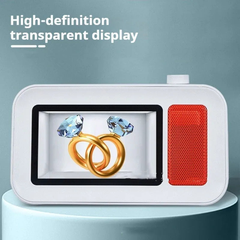 White holographic lyric Bluetooth speaker with 5.1 channel subwoofer, USB powered, 20x9.5x12cm