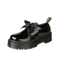 Women's black small leather shoes with thick TPR soles and cross strap design