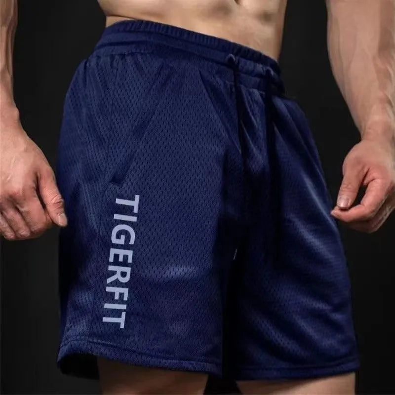 Men's quick-drying breathable mesh shorts, loose straight fit, available in five colours, sizes M to 3XL