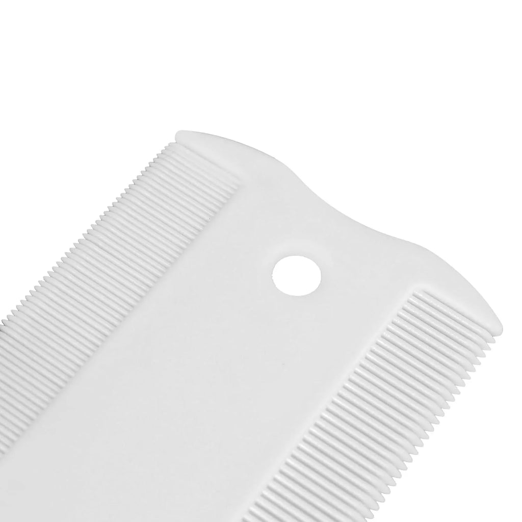 Double-sided plastic flea comb for pets measuring 5cm with dense teeth for flea removal and facial grooming