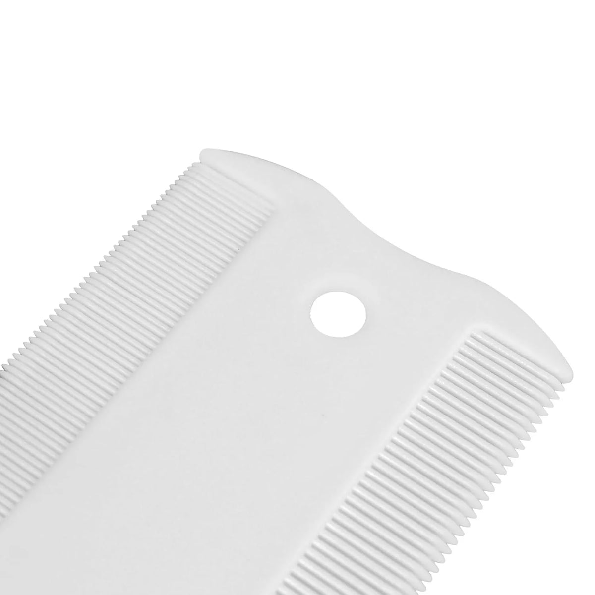 Double-sided plastic flea comb for pets measuring 5cm with dense teeth for flea removal and facial grooming