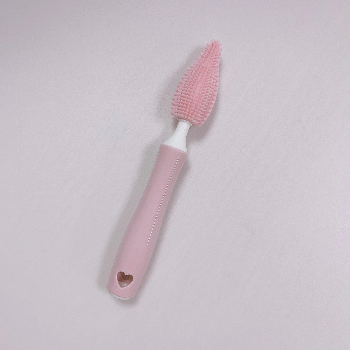 Baby bottle cleaning brush set with silicone heads for bottles and straws in blue pink yellow colours