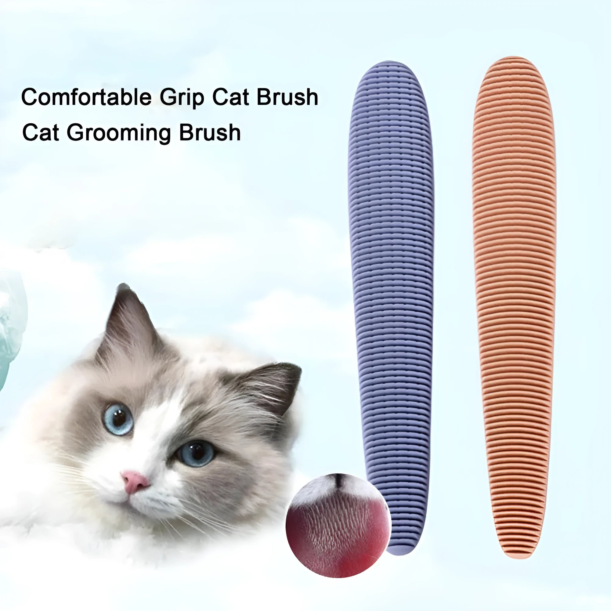 Grey and pink ABS plastic cat grooming comb with dual-ended design