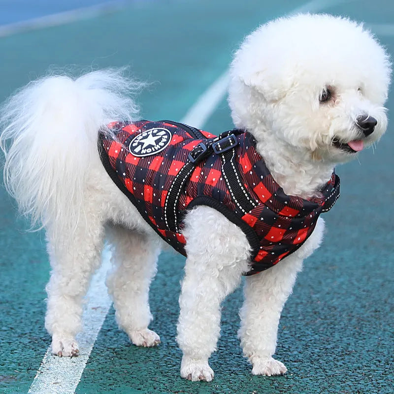 Blue dog coat made from cotton and thickened fleece, available in multiple sizes
