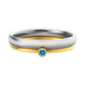 December birthstone titanium steel ring with engraved geometric design and gold accents