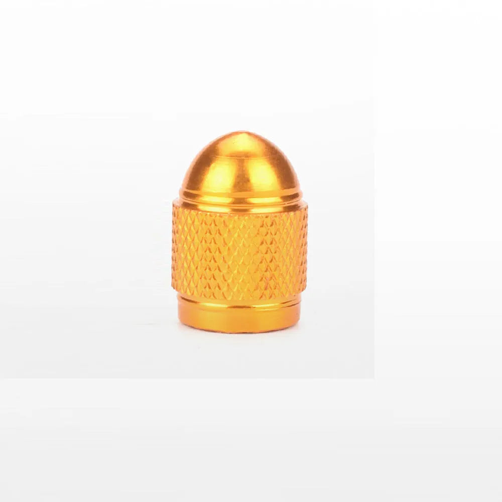 Aluminium alloy mountain bike tyre valve cap in black, blue, gold, red, and silver colours