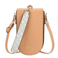 Women's red-brown PU leather crossbody phone bag with solid colour and wear-resistant feature