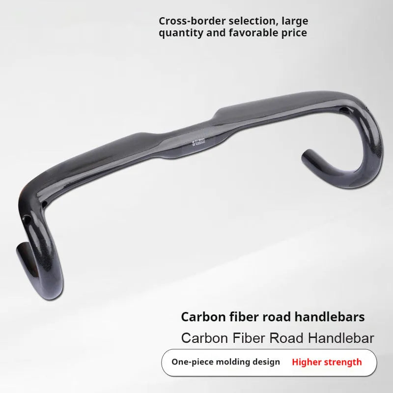 Carbon fiber road bicycle drop handlebar in UD Matte finish, showing 420mm width.