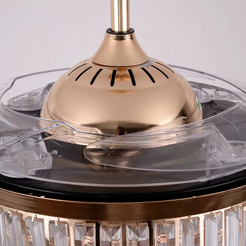 Invisible ceiling fan lamp with ABS blades and crystal lampshade in 42 inch size for living room