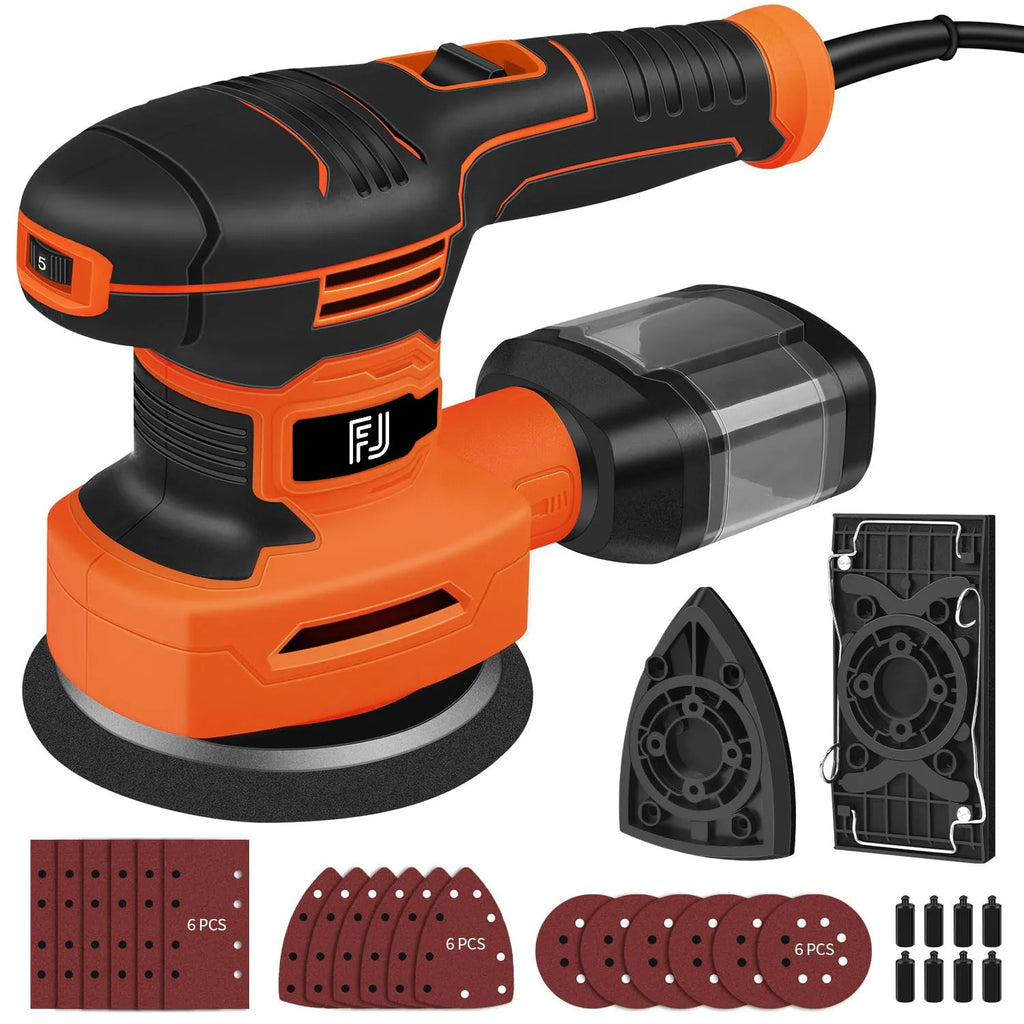 Multifunctional electric sander with speed control for woodworking polishing, includes abrasive disc and sandpaper