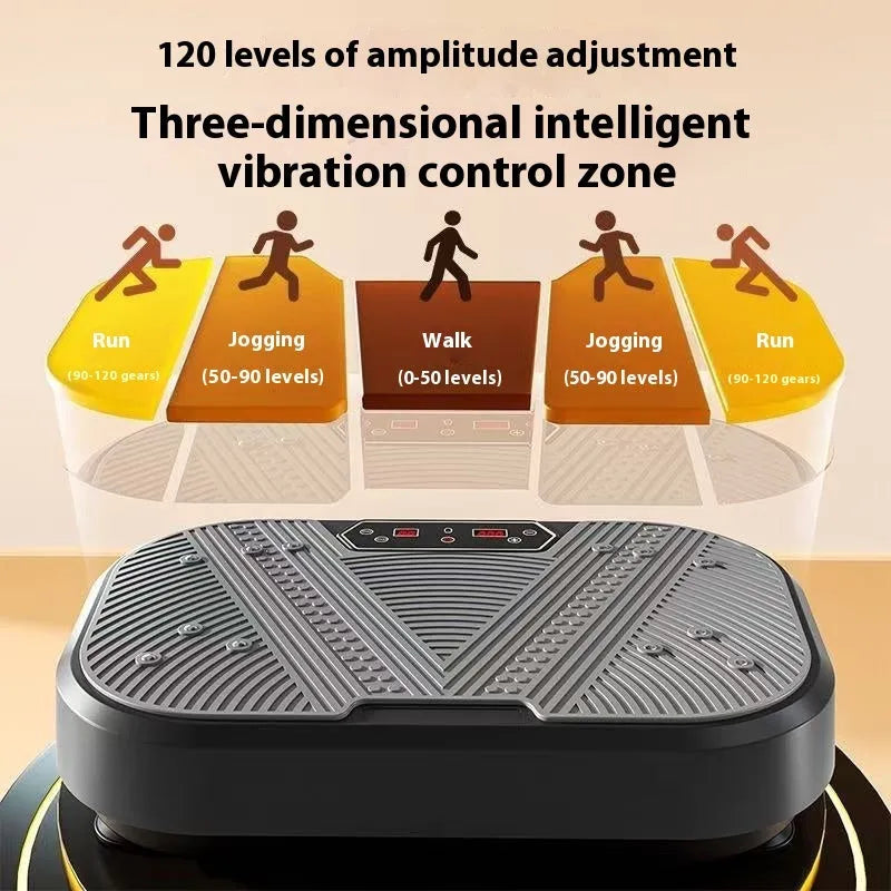 Whole body power board vibration machine in black and gray for home fitness body shaping with remote control