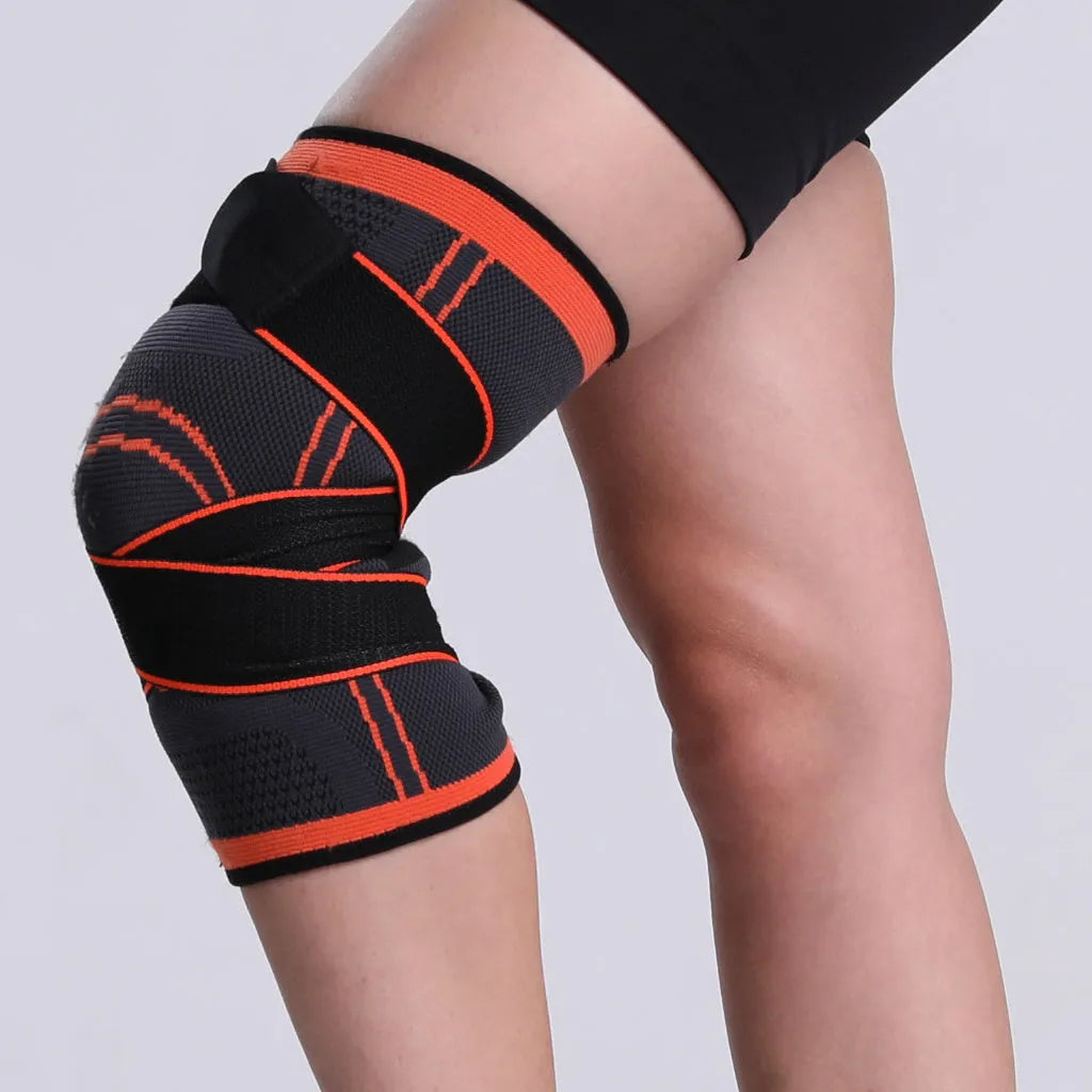 Nylon knitted knee pad in red, orange, gray or fruit green, sizes S to XXL, for general sports use