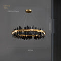 LED pendant lamp with organic glass body and iron construction, black or gold, 60cm or 80cm diameter