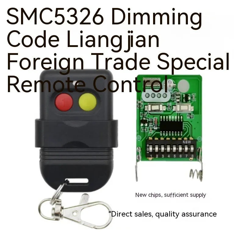 Black plastic two-key dial remote control handle with SMC5326 chip, 330MHz or 433MHz, 12V rated voltage for door control
