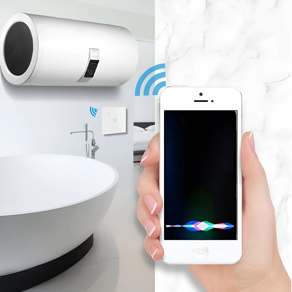 Smart water heater switch 4000W Wi-Fi timer APP voice touch control 86x86mm EU standard white black gold