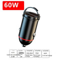 Black zinc alloy car charger with 200W super fast charging capability and compact 38mm design