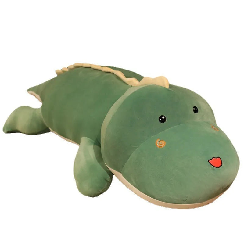 Large dinosaur plush pillow sleeping bed doll in green, blue, pink, purple or yellow, 50cm to 150cm
