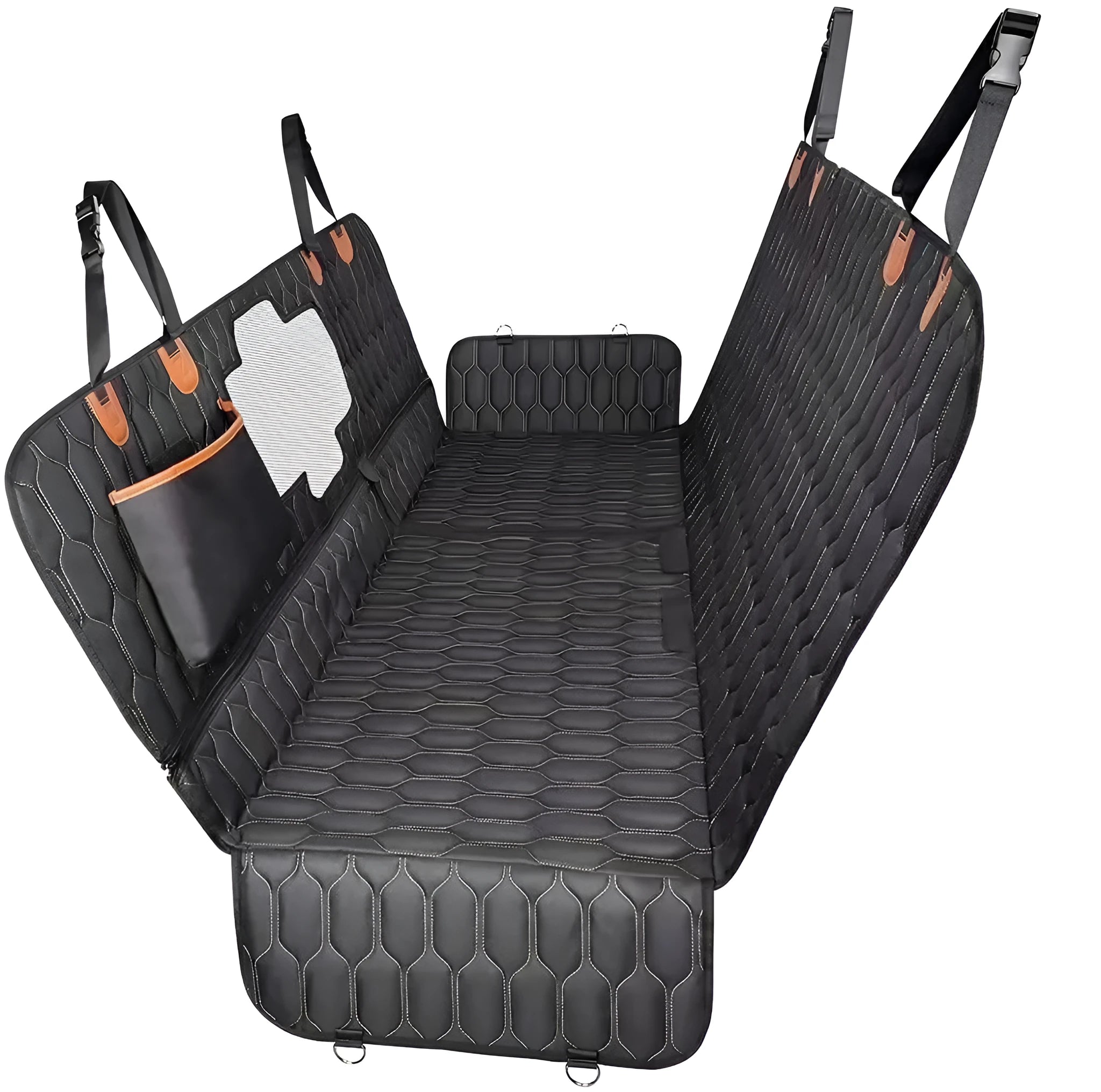 Black machine washable cloth three-in-one pet car travel mat 137x149cm for dogs and cats