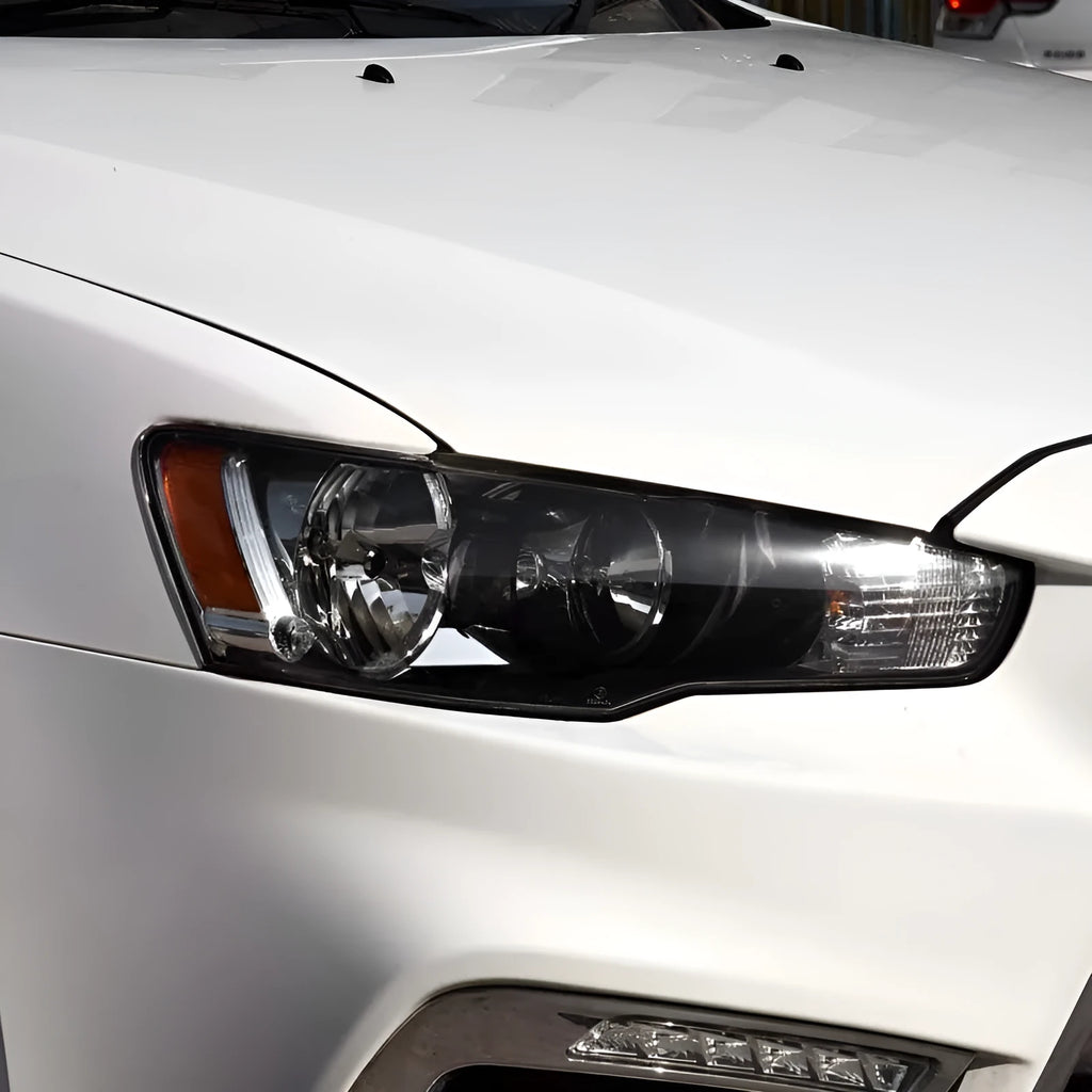 Transparent plastic headlight housing cover showing 50x30x20mm dimensions