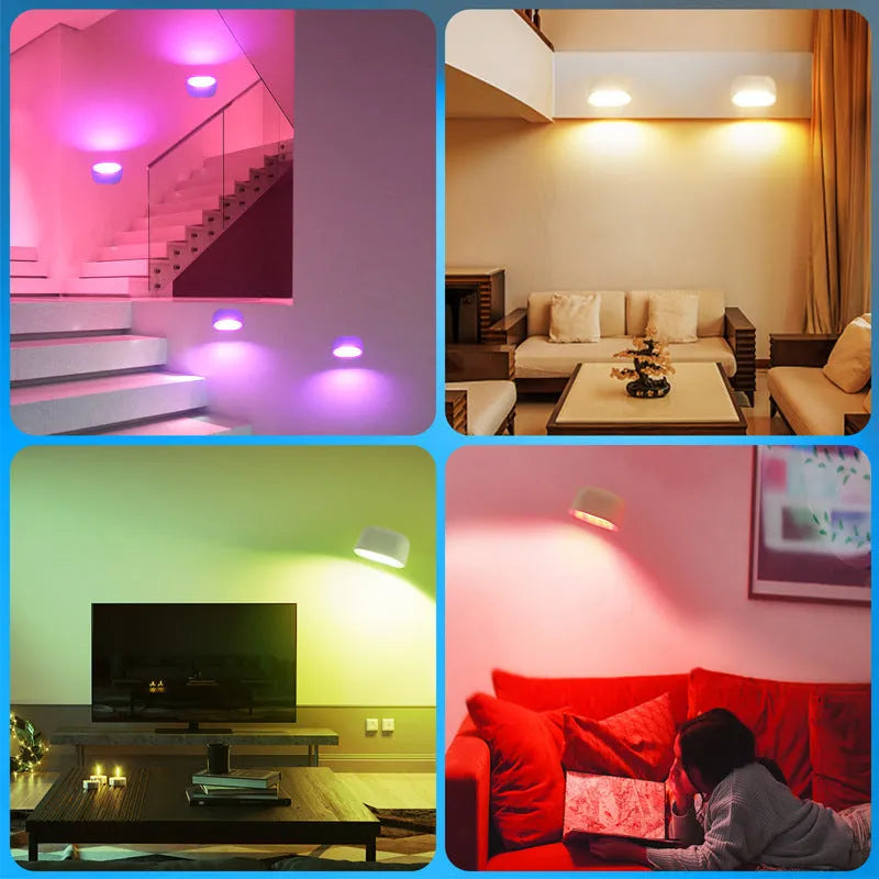 White plastic remote touch magnetic wall lamp showing oval light panel and remote control