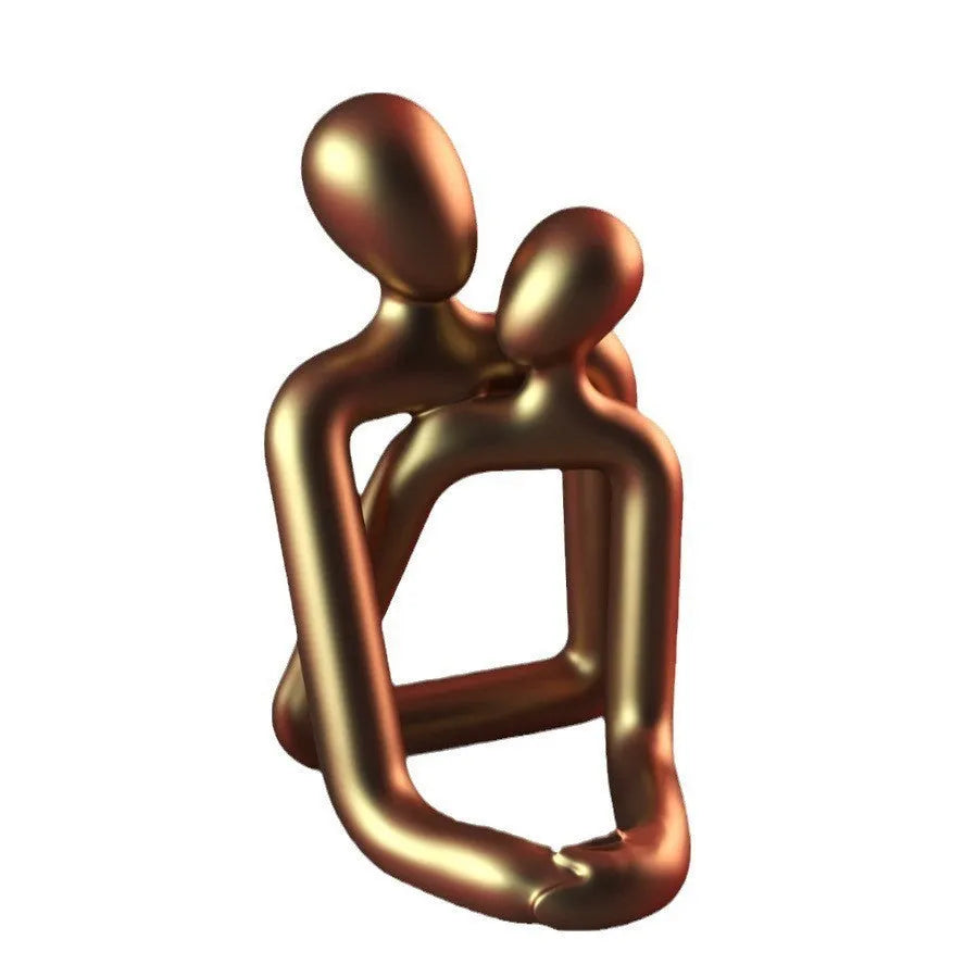 Modern loving couple resin statue in milky white or gold finish for home decor